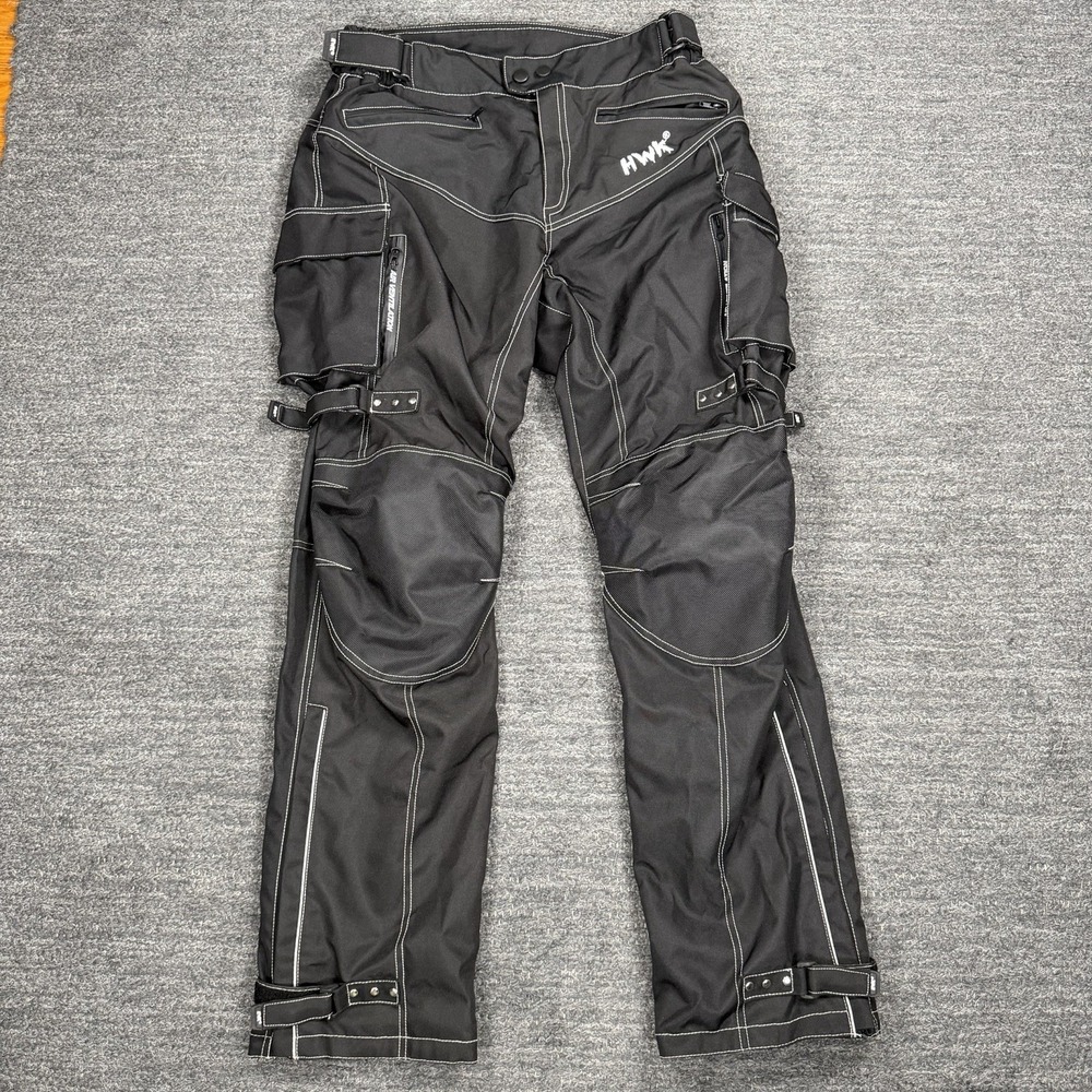 HWK Motorsports Motorcycle Pants Men L Black Riding Tactical Cargo Padded Gear